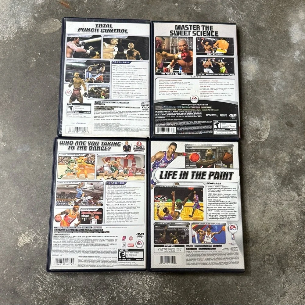 PS2 EA Sports Game Bundle NCAA NBA Live Fight Night